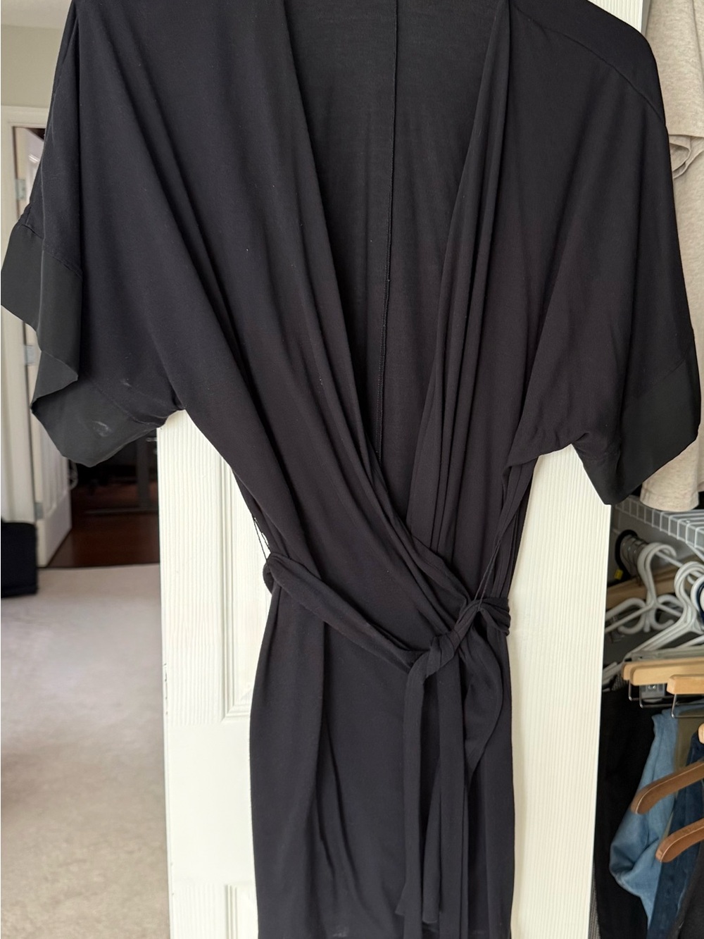 sofia by sofia vergara Black Wrap Robe with Tie Waist